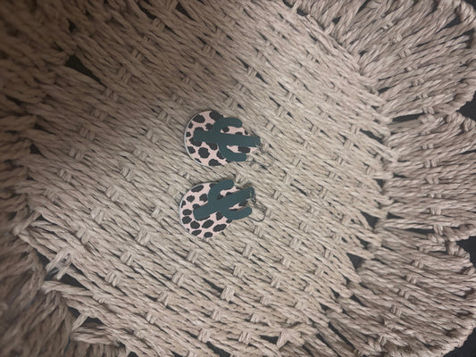 Cactus and leopard earrings